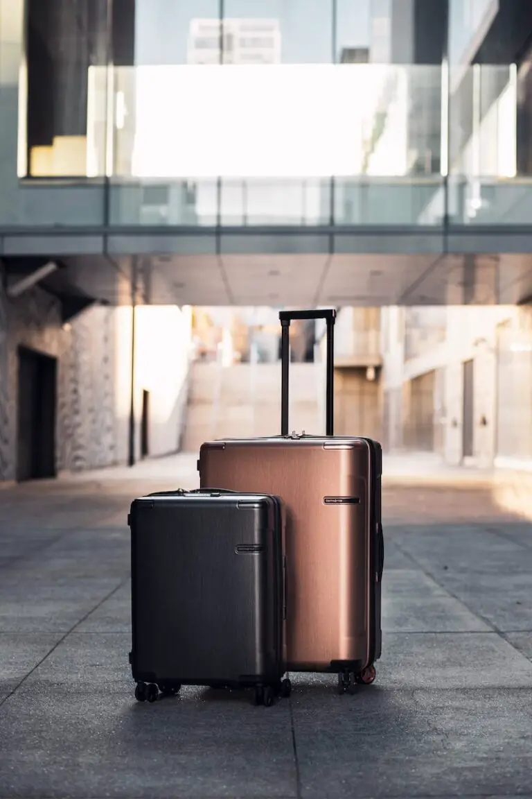 black and copper hard case luggage